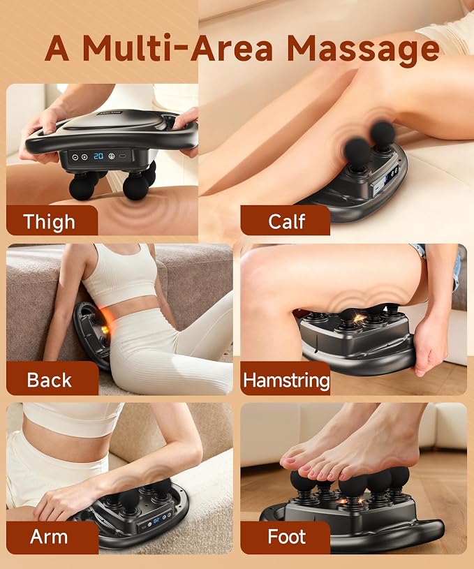 AERLANG Massage Gun Deep Tissue 6 Head Muscle Massager,Back Massager for Pain Relief,Percussion Massage Tool Handheld Messager with 9 Levels & 4 Modes Christmas Gifts White Elephant Gifts for Adults