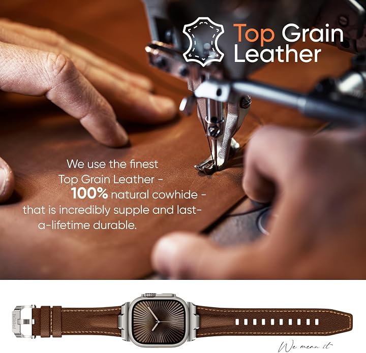 Suitisbest Leather Band Compatible for Apple Watch Ultra Band 49mm 46mm 45mm 44mm 42mm 41mm 40mm, Genuine Leather Replacement Strap for iWatch series 11 10 9 8 7 6 5 4 3 2 1, SE 3 2 1, Ultra 3 2 1