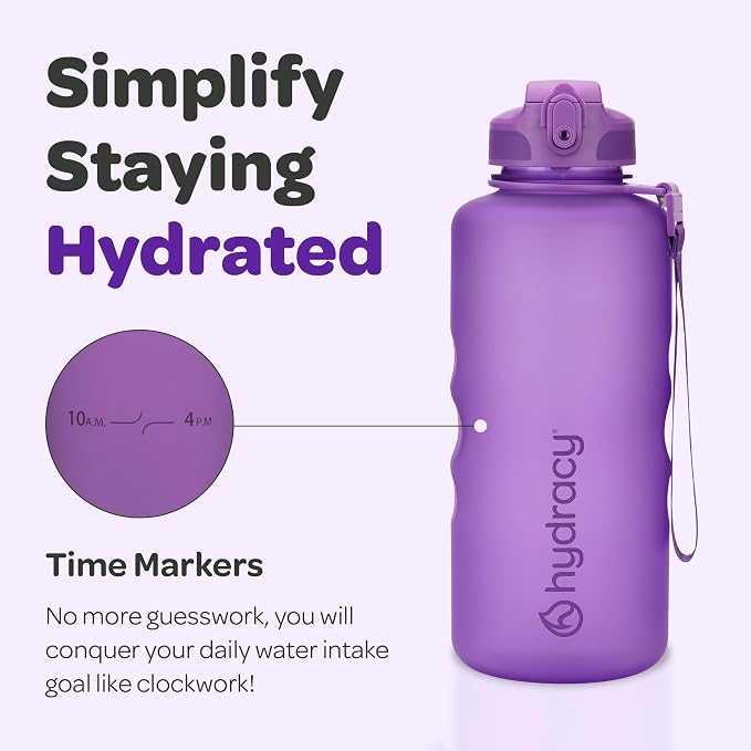 Hydracy 2L Large Water Bottle, Shatterproof, BPA Free Tritan Plastic, Leakproof, Zero Condensation, With Detachable Carry Strap, Spillproof Lid, Convenient Silicon Spout, Recommended for Gym, Yoga | Leakproof,BPA Free,No Sweat Neoprene Sleeve,Carry Str...