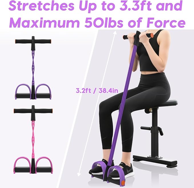 Resistance Bands with Handles, 6-Tube Elastic Pedal Resistance Band for Working Out, Durable Natural Rubber Exercise Bands, Multifunction Exercise Equipment for Abdomen, Waist, Arm, Leg Stretching