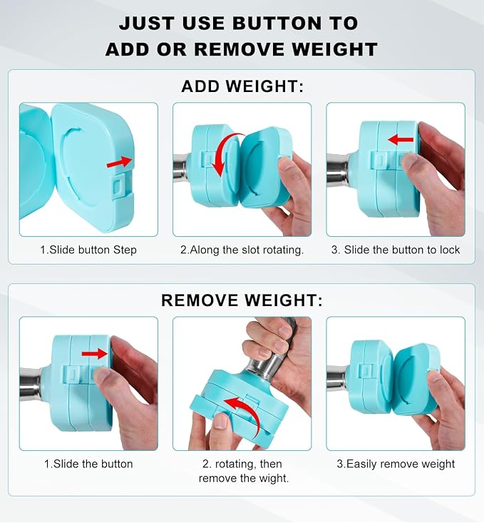 Adjustable Dumbbell Set for Women Men 7.5LB/10LB/15LB/20LB/25LB Each | Dumbbells Set of 2, Free Weight Set at Home Gym, Hand Weights with Locking/Metal Handle for Exercise Muscle Toning Rehab