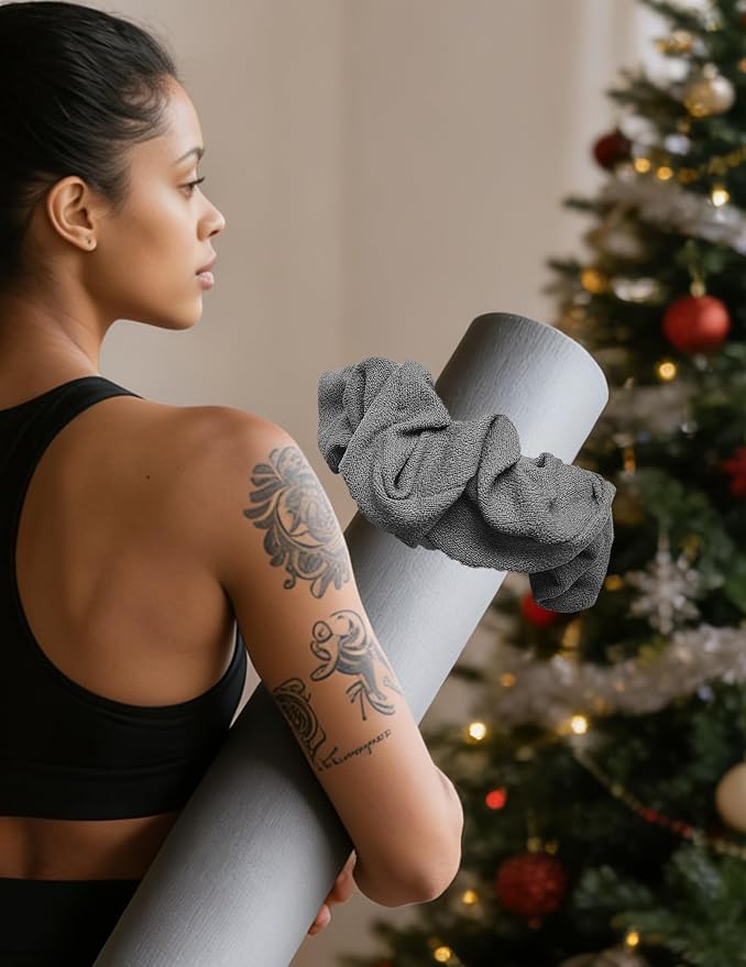Yoga Mat Scrunchie Yoga Mat Strap Carrier Pilates Mat Holder | Holds Your Yoga Mat in Style, Adjustable & Stretchy Yoga Mat Band, Fits Most Standard Yoga Mats (mat not included),Yoga Gifts