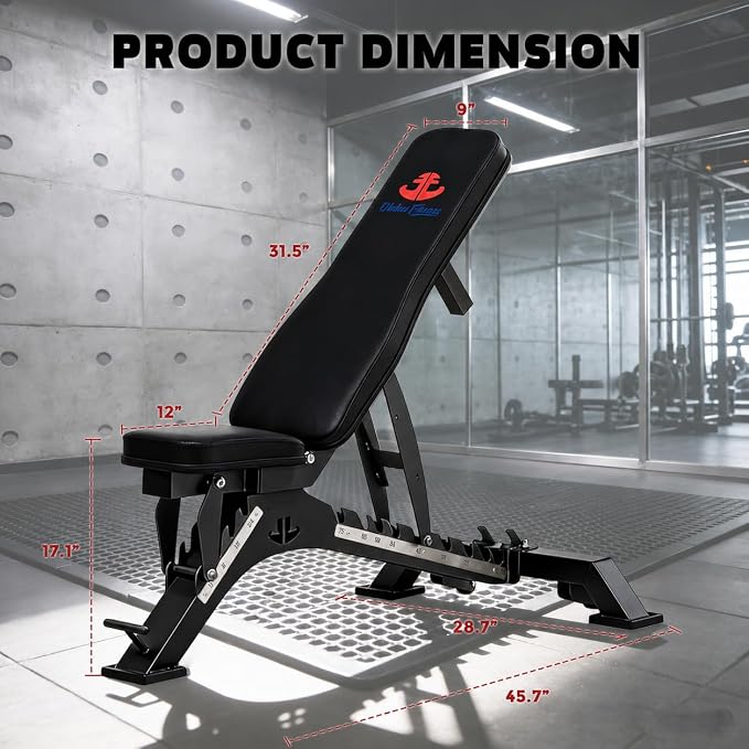 Unive Fitness Adjustable Weight Bench 1300 lb Capacity, 40-Position Workout Bench with 10 Backrest & 4 Seat Angles, Heavy Duty Strength Training Bench for Home Gym, Garage Gym, Incline Flat Dumbbell Workouts