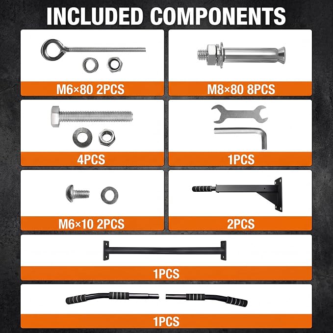 Pull Up Bar Wall Mounted - Multifunctional Wall Mounted Pull Up Bar for Home Gym