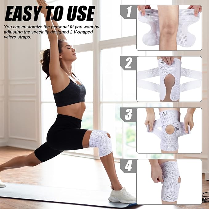 NEENCA Knee Brace for Knee Pain, Compression Knee Support with Air Mesh Fabric, Adjustable Knee Wrap with Side Stabilizers, Ultra-Soft Bandage for Elderly, Meniscus Tear, ACL, Arthritis Relief,Walk