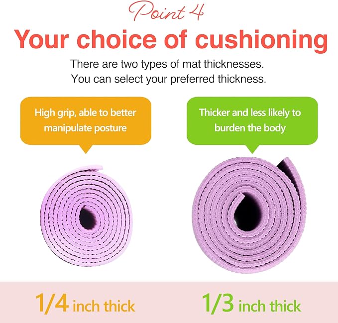 Primasole Yoga Mat with Carry Strap for Yoga Pilates Fitness and Floor Workout at Home and Gym Non-slip 9 colors