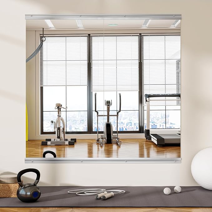 VooBang Home Gym Mirror 2 PCS 33"×60", Frameless Wall Mirror Full Length | Shatterproof Tempered Glass Large Body Mirror Hanging for Dancing Studio, Exercise, Fineness, Yoga