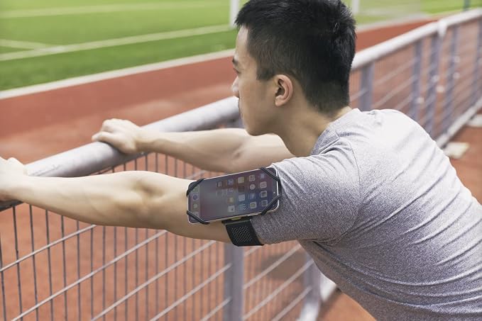 【Bone】 Run Tie Running Armband Phone Holder, Cell Phone Arm Band for iPhone 14 13 12 11 Pro Max Mini XS XR X 8 7 6 Plus Samsung Galaxy S10 S9 Smartphone (Combo Set/Black/ 6.3-7.5"+ 7.9-9.8"+ 9.8-14") | Sweat Wicking, Skin-Friendly & Washable Silicone S...
