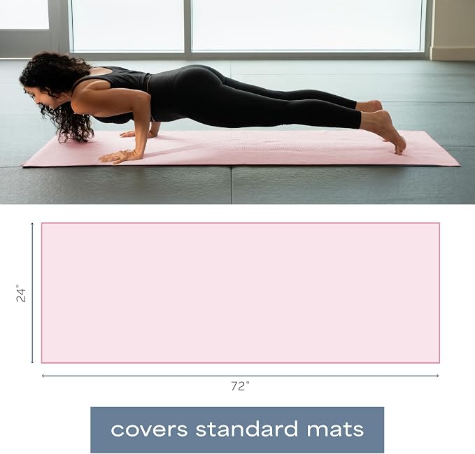 S&T INC. Aura Microfiber Yoga Mat Towel with Grip, 2 Pack, 24" x 72", Pink | Silicone Grip Backing, Soft and Absorbent, Quick-Dry for Gym, Pilates, and Hot Yoga, Compact for Gym Bag, Machine Washable