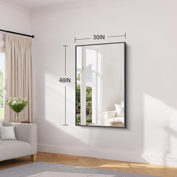 Koonmi Black Bathroom Mirror for Over Sink,Metal Framed 30"x48" Wall Mirror