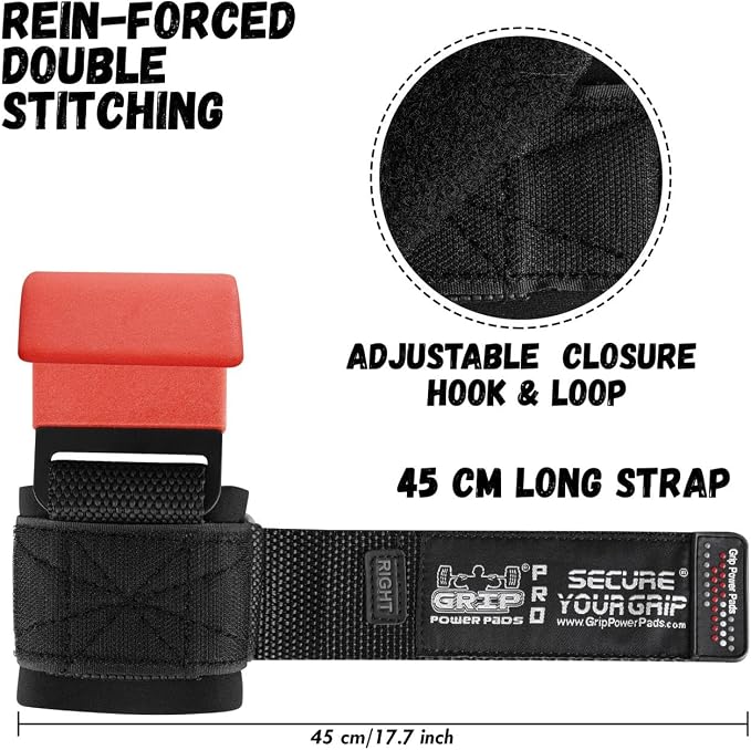 Weight Lifting Rod Hooks Heavy Duty Wrist Wraps Power Weight Lifting Training Gym Grips Straps Set of 2
