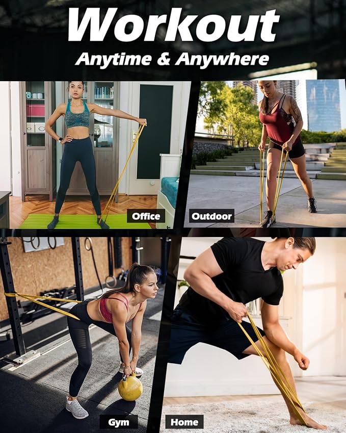 Zacro Resistance Bands Set with Door Anchor, Heavy Duty Pull Up Exercise Bands for Working Out, Muscle Power Strength Training, Physical Therapy, Home Fitness Gym Equipment for Men & Women