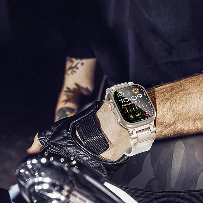 WINGLE FKM Rubber Bands for Apple Watch Band Ultra 3/2/1 Band Ultra 49mm Series 11 10 46mm 45mm 44mm 42mm SE 3/2/1 9 8 7 6 5 4 3 Men, Military Rugged Metal Connector Silicone Apple iWatch Sport Bands