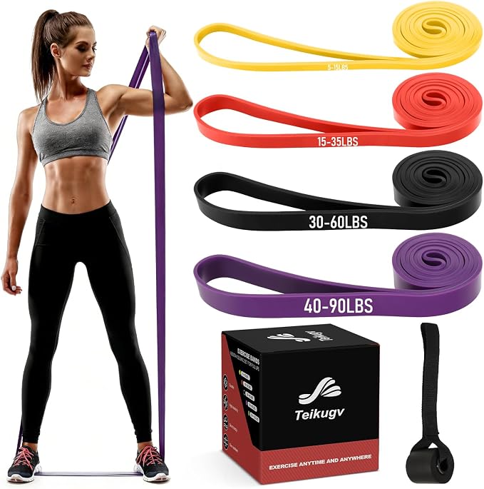 Resistance Bands for Working Out, Pull Up Assistance Bands Set, Exercise Workout Bands for Full-Body Training, Fitness, Physical Therapy, Home Gym for Women & Men (5-85lbs)