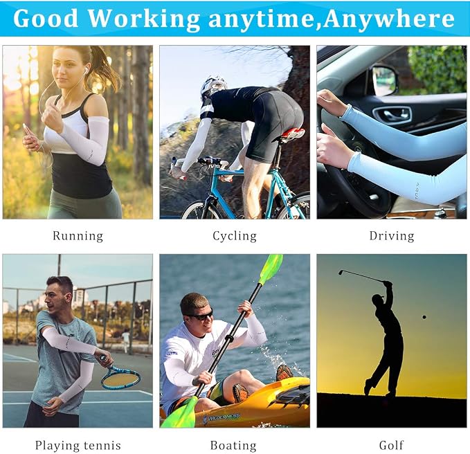 LUOLIIL VOE Sun Protection Cooling Arm Sleeves for Men &Women,Compression Sleeves for Football, Golf & Volleyball