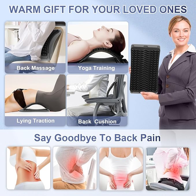 Back Stretcher for Lower Back Pain Relief, Multiple Level Adjustable Arch Lumbar Back Cracker Board, Back Cracking Device, Back Massager for Scoliosis, Spine Decompression Support