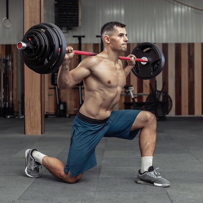 RitFit Barbell Weight Set - 4/6FT Olympic Barbell with Weight Plates (55-115LB Total) - Weightlifting Equipment for Squats, Curls, Deadlifts, Presses, Hip Thrusts