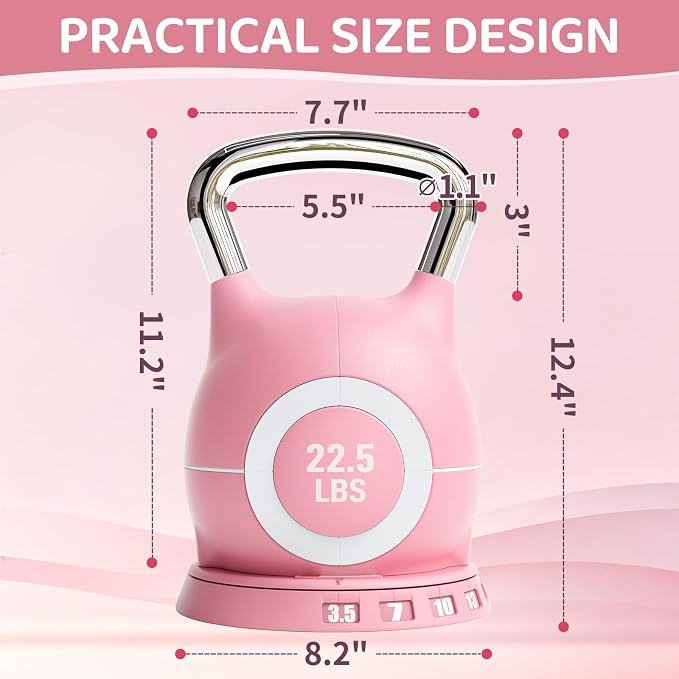LIFERUN Adjustable Kettlebell Set with 7 Weight Levels, 22.5 lb or 44 lb | Quick-Change Weight Dial & Safety Lock, Space-Saving Design, Full-Body Workout & Cross-Training