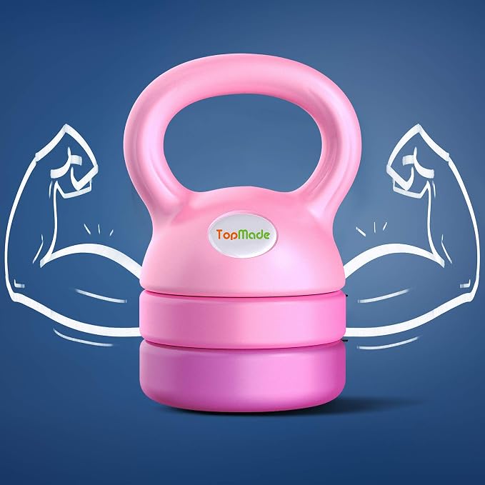 TopMade Adjustable Kettlebell Weights Set Cast Iron Exercise Fitness Kettle Ball Grip 5, 8, 9,12lb Free Weight Men Women Kettlebells for Home Gym Workout Ballistic, Core,Strength Training