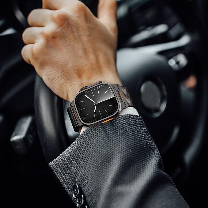 Bands Compatible with Apple Watch Ultra 3/2/1 Band 49/46/45/44mm | Milanese Loop Magnetic Stainless Steel Strap for iWatch Ultra SE 3/2/1 Series 11 10 9 8 7 6 5 4 3 2 1 Men, Black