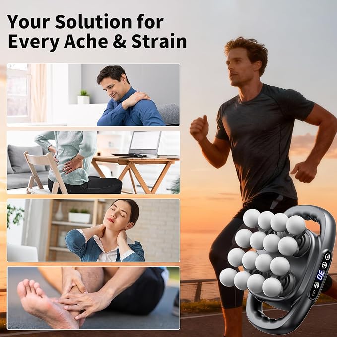 Mini Massage Gun, 2026 Upgrade Portable Deep Tissue Massager with 16 Heads & 3 Modes, 30 Intensity Levels, Ultra-Quiet for Neck, Back, Legs Pain Relief, Ideal for Women, Travel, Home & Office Use
