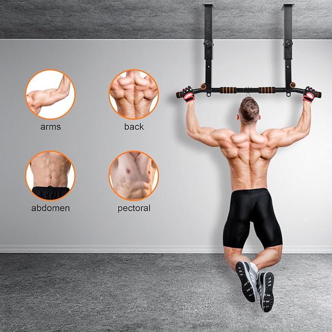Height Adjustable Pull Up Bar, Heavy Duty Pull Up Bar, BarMount, Ceiling Mount, StrengthTraining Equipment for Home, Gym, Strength Training(Maximum (Ceiling mounted)