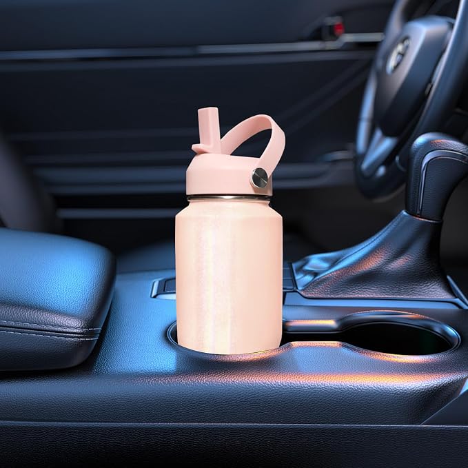 SENDESTAR 32oz Stainless Steel Water Bottle(Cold for 48 Hrs, Hot for 24 Hrs),Double Wall Vacuum Insulated Bottle with Straw Lid, Spout Lid and Flex Cap, Fit in Any Car Cup Holder,Laser Pink