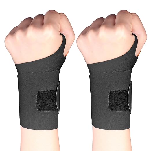 2 Pcs Ultra-Thin Wrist Brace Support for Carpal Tunnel, Pain Relief, Arthritis, Tendonitis, Elastic Wrist Wraps Right and Left Hands - Compression and Support for Fitness Enthusiasts (Black orange)