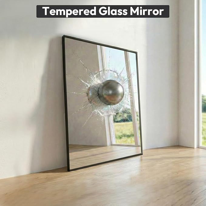 30" x 40" Matte Black Wall Mirror, 40" x 30" Metal Framed Rectangular Decor, Vertical/Horizontal Accent Mirror for Fireplace & Bathroom Vanity