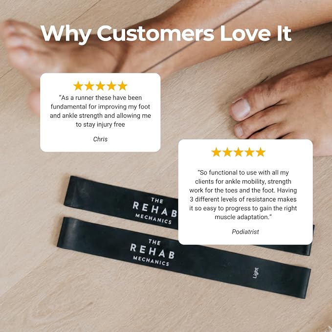Foot Strength Bands – Latex Resistance Bands for Foot, Ankle & Toe Strength | Helps with Plantar Fasciitis, Bunions, Hammer Toe & Balance · QR-Linked Exercise Programs - Set of 3