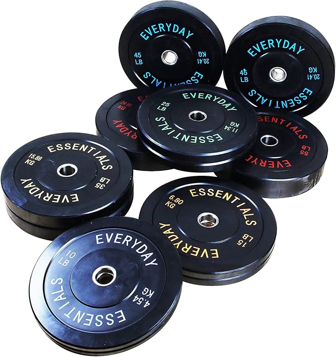 BalanceFrom Olympic Rubber Bumper Weight Plate Set with Steel Hub Inserts – 2-Inch Hole Plates for Strength Training, Powerlifting, and Weightlifting at Home, Garage, or Commercial Gym