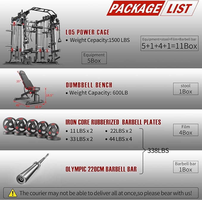 Multi-Purpose Squat Rack,Smith Machine Weight Rack Set with Cable Crossover System, Home Gym Power Racks, Power Racks and Packages