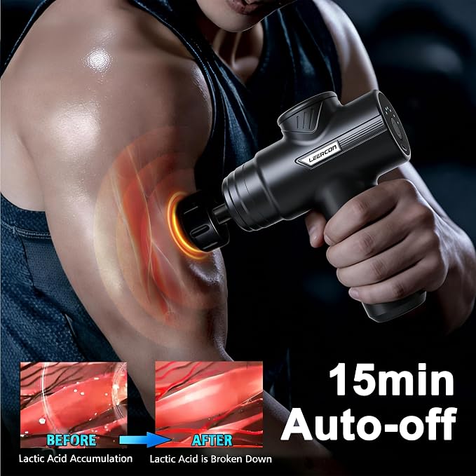 LEERCON Heating Head for Small Massage Gun | 3-Temp Settings (104/113/122°F) & 15-Min Auto-off, Portable Rechargeable Handheld Accessory for Muscle Pain Relief