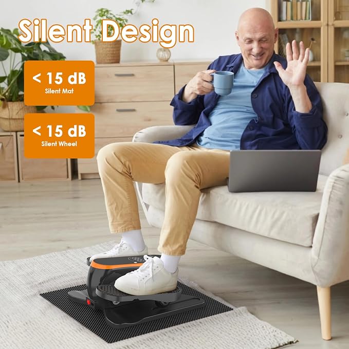 Under Desk Elliptical Machine for Senior Mini Elliptical Leg Exerciser with Remote Quiet Portable Electric Seated Foot Pedal Exerciser for Home Office