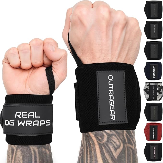 18" OG-Grade Wrist Wraps for Weightlifting – Heavy Duty Wrist Support with Thumb Loop & Lockdown Strap – Wrist Straps for Powerlifting, Bench Press & Gym Training