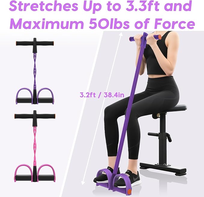 Resistance Bands with Handles, 6-Tube Elastic Pedal Resistance Band for Working Out, Durable Natural Rubber Exercise Bands, Multifunction Exercise Equipment for Abdomen, Waist, Arm, Leg Stretching