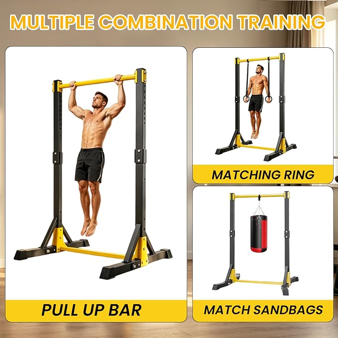 Pull Up Bar Free Standing Portable Pull Up Stand, 11 Gears Height Adjustable, 400 LBS Capacity, Outdoor Pullup Bar Station for Home Gym, Black
