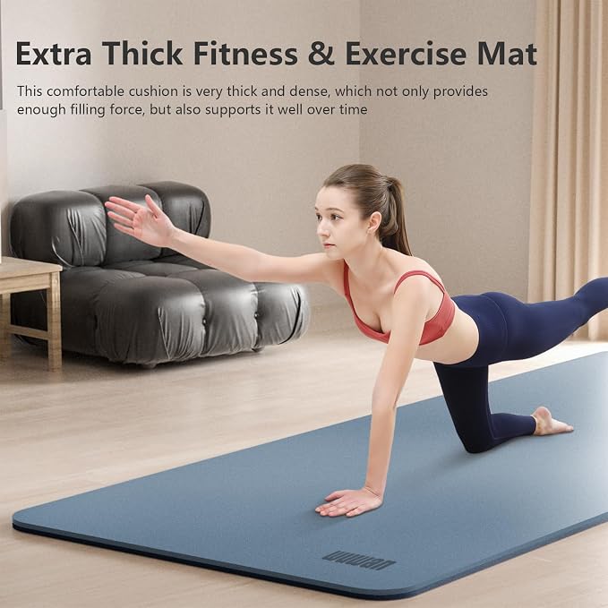 Wide Yoga Mat-80cm Extra Thick 1/3'' Fitness Exercise Mat Carry Strap