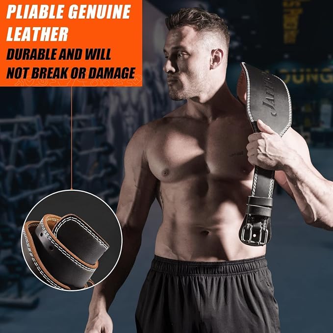 Genuine Leather Weight Lifting Belt for Men Gym Weight Belt Lumbar Back Support Powerlifting Weightlifting Heavy Duty Workout Training Strength Training Equipment