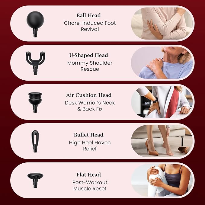 BOB AND BRAD Q2 Mini Massage Gun for Women - Portable Muscle Pain Relief, Powerful Deep Tissue Percussion Massager, Ultra Quiet Handheld Massager, Designed for Travel - Red