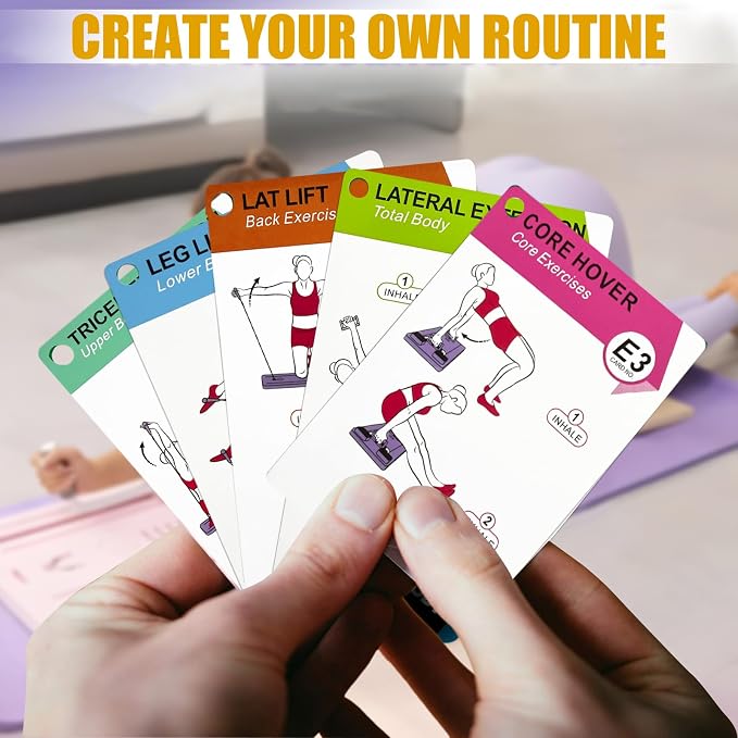 Pilates Board for Women-71 Exercise Cards with Pilates Board,Includes 4-Week Challenge,2 Rings& Dry-Erase for Easy Organization-Home, Gym or Studio (Pilates Board)