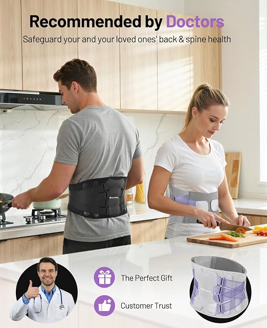 Back Brace for Women, Support Brace for Lower Support Back Pain Relief | Adjustable Lumbar Support Belt, Ergonomic Breathable Immediate Relief Brace for Herniated Disc Sciatica Scoliosis,Purple,L