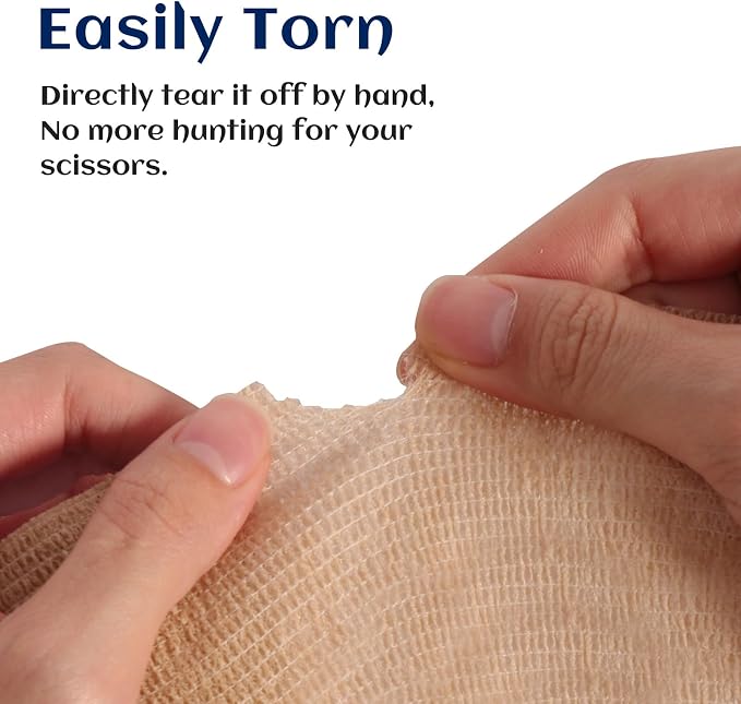 Elastic Self Adhesive Bandage Wrap 4 Inch, Breathable Non Woven Cohesive Bandage, Vet Wrap for Dogs, Ankle Sprains Swelling, Sports Athletic Tape (24 Count Brown)