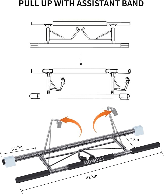 MOMODA Doorway Pull Up Bar, Home Gym Fitness Chin-Up Bar for Door Frame
