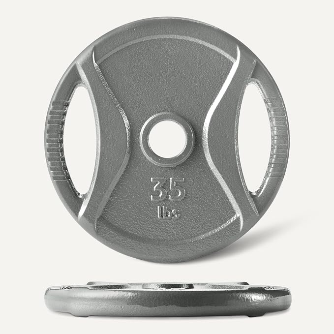 Amazon Basics 2-Inch Olympic Grip Weight Plates, Cast Iron, for Powerlifting, CrossFit & Strength Training