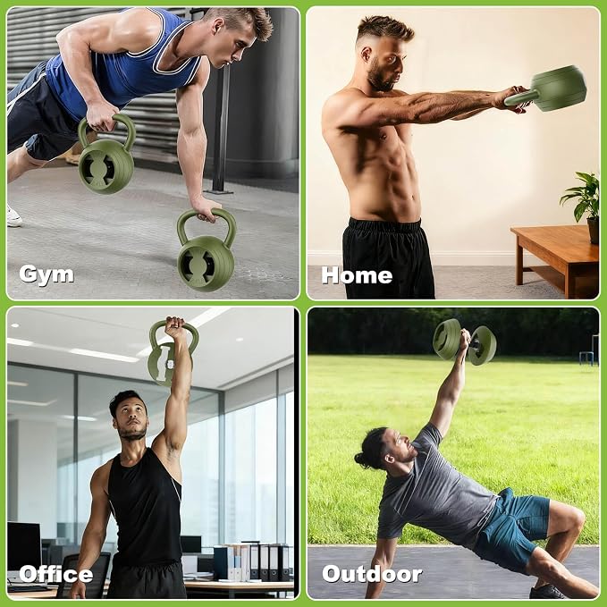 Hezeyferg 2-in-1 Adjustable Kettlebell for Home Gym Strength Training | 15-45 LB Kettlebells Weight Set, 4.8-30 LB Dumbbell Weights, with Wide Grip, for Men/Women Full Body Exercise