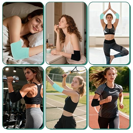 2 Pairs Dry Elbow Treatment, Elbow Protector Beauty Gel Moisturizing, Elbows Protectors for Elderly, for Moist Chapped Dry Skin Care, Cover Heel Socks, Elbows Sleeves,Black & Light Blue