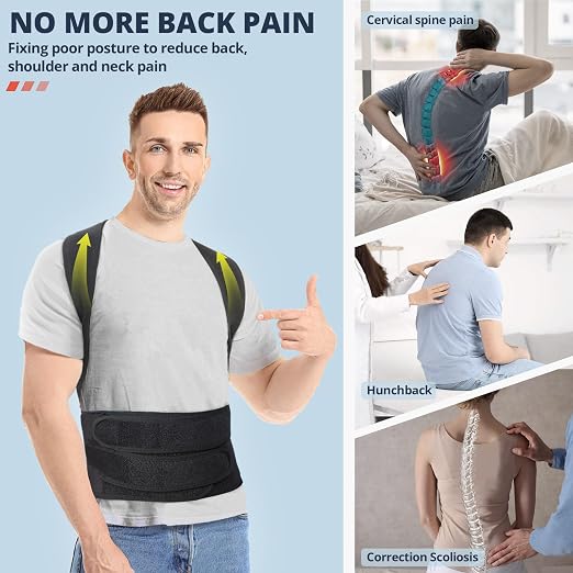 Fitsupport Back Brace Posture Corrector for Women and Men Back Lumbar Support Shoulder Posture Support for Improve Posture Provide and Back Pain Relief XXLarge(Pack of 1)