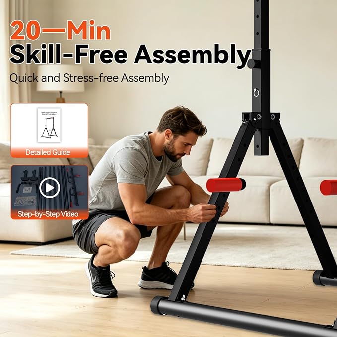 DOBESTS Power Tower Pull Up Bar Free Standing, Foldable Pull Up Station
