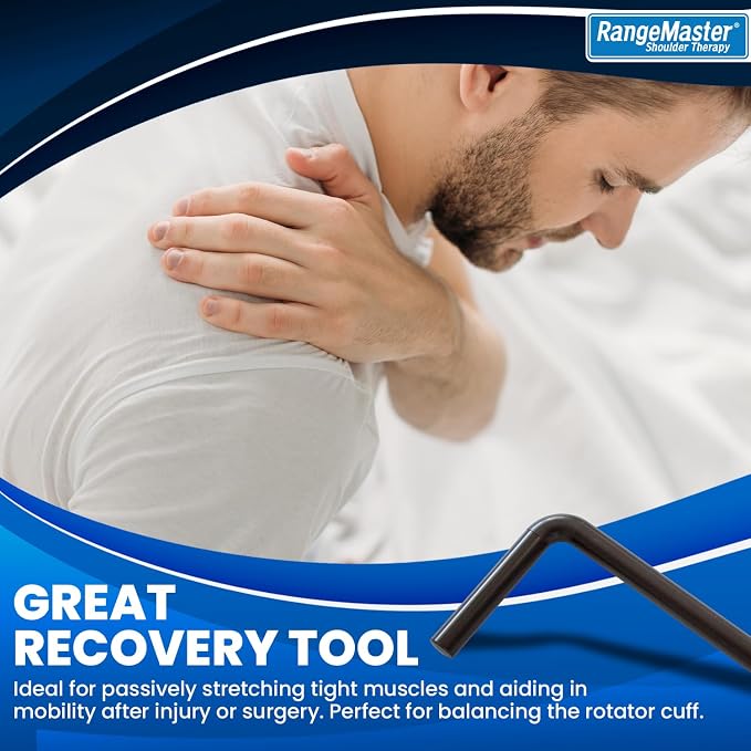 RangeMaster ShoulderWand Therapy Stretching Tool│Collapsible Stretching Bar│Physical Therapy Tool for Recovery and Increasing Motion (Black)